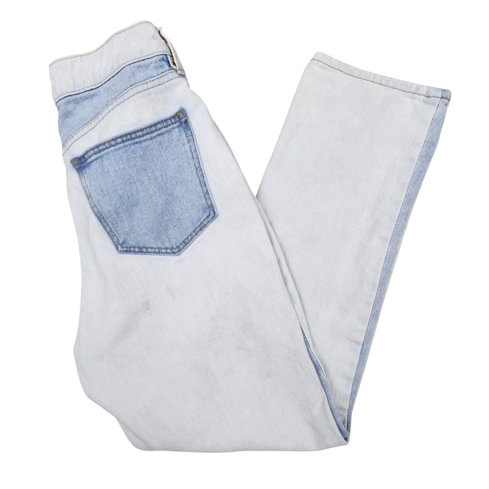 PacSun Mom Jeans Womens 26 Blue White Colorblock High Rise Patchwork Denim